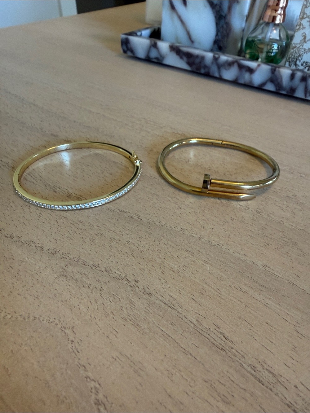 Gold-Tone Women's Bangle Bracelet Set with Crystals